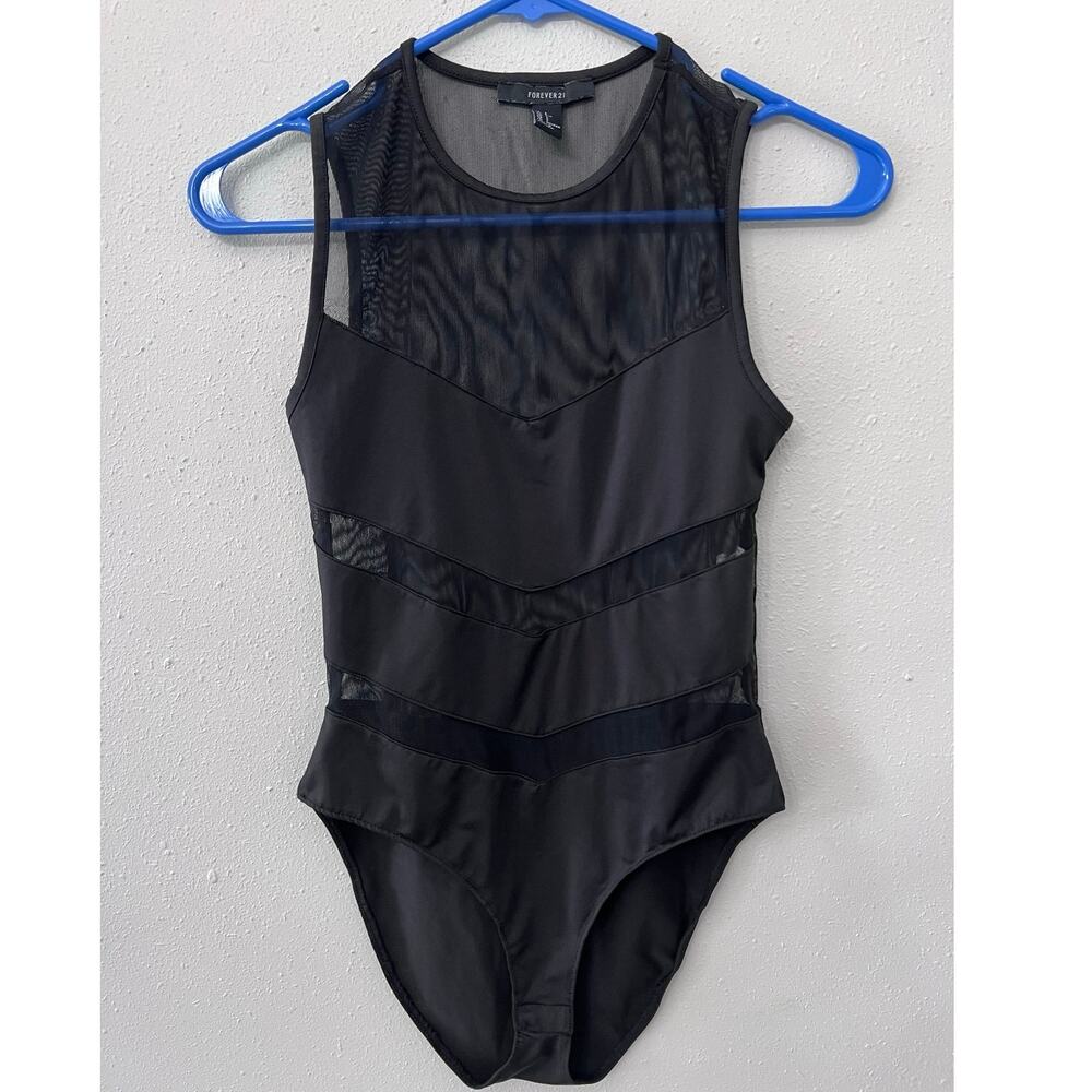Black Mesh Bodysuit Y2K 90s Fairy Grunge Women’s S Sheer Forever 21 Whimsigoth
